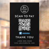 Professionele Venmo QR Code Scan om te betalen Log Raamsticker (Vel 2)