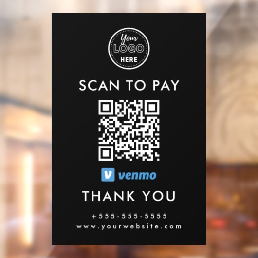 Professionele Venmo QR Code Scan om te betalen Log Raamsticker (Vel 2)