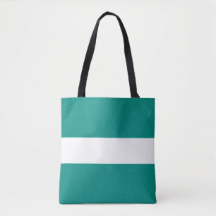 Professionele verfijnde brede Blauwgroen witte str Tote Bag