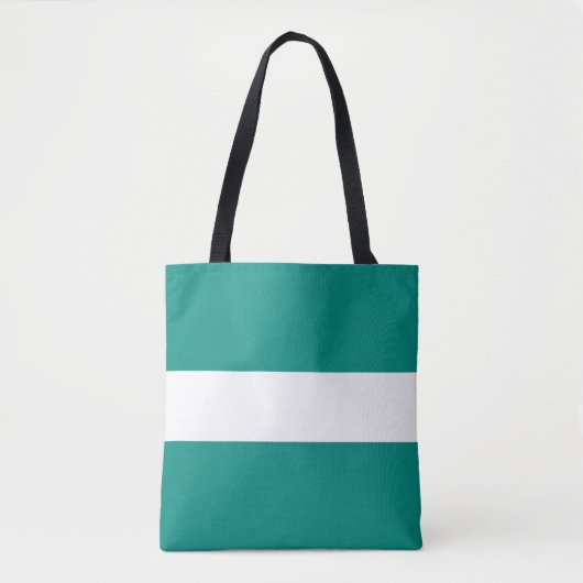 Professionele verfijnde brede turquoise witte stre tote bag (Voorkant)