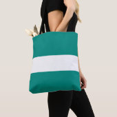 Professionele verfijnde brede turquoise witte stre tote bag (Dichtbij)