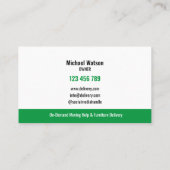 Professionele Verhuizer Vrachtwagen Verhuisbedrijf Visitekaartje (Achterkant)