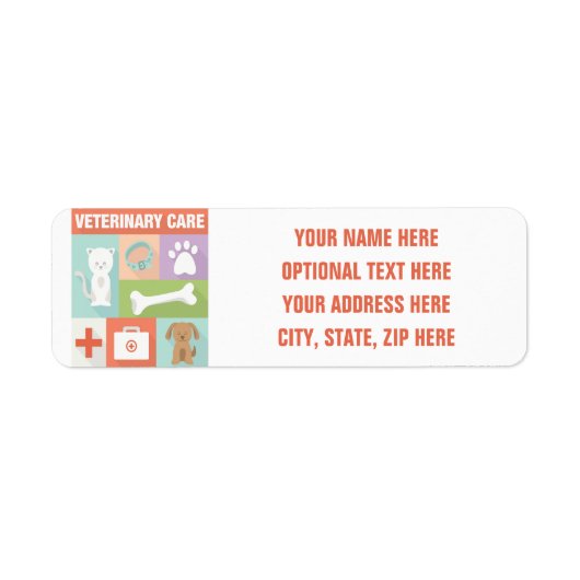 Professionele veterinaire pictogrammen ontworpen etiket (Voorkant)