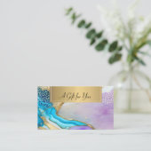 Professionele Violet Blauw Marmeren Gouden Confett Kortingskaartje (Staand voorkant)