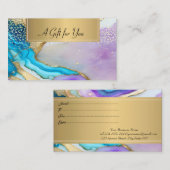 Professionele Violet Blauw Marmeren Gouden Confett Kortingskaartje (Voorkant / Achterkant)