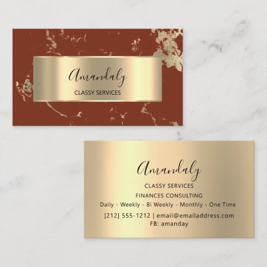Professionele VIP Gold Abstracte marmer Coral Bean Visitekaartje (Voorkant / Achterkant)