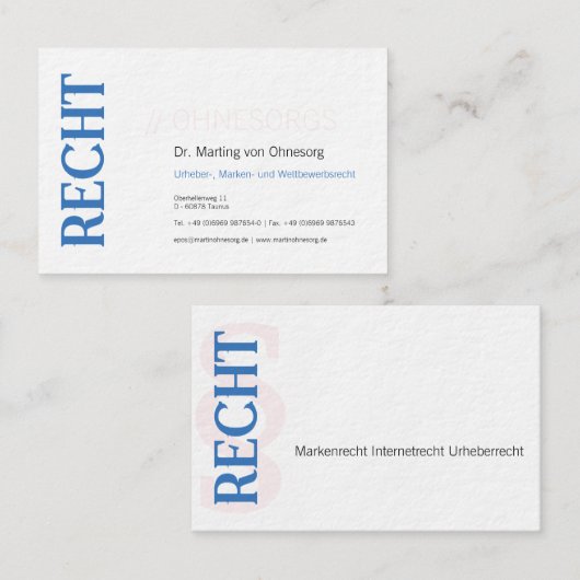 Professionele visitekaartjes blauw en wit (Voorkant / Achterkant)