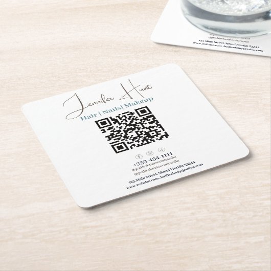 professionele visitekaartjes met QR-code Kartonnen Onderzetters (Schuin)