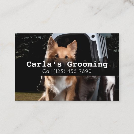Professionele Visitekaartjes Mobiele Pet Grooming (Voorkant)