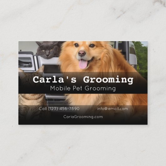 Professionele Visitekaartjes Mobiele Pet Grooming (Achterkant)