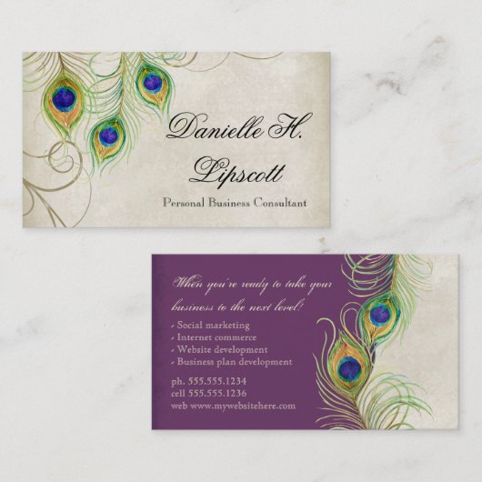 Professionele Visitekaartjes - Peacock Feathers (Voorkant / Achterkant)