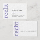 Professionele visitekaartjes voor advocaat paars (Voorkant / Achterkant)