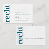 Professionele visitekaartjes voor advocaat tealbla (Voorkant / Achterkant)