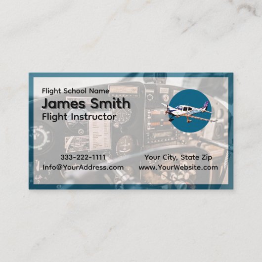 Professionele Visitekaartjes voor vlieginstructeur (Voorkant)