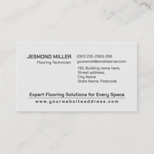 Professionele Vloeren Diensten - Vloerinstallatie Visitekaartje (Achterkant)