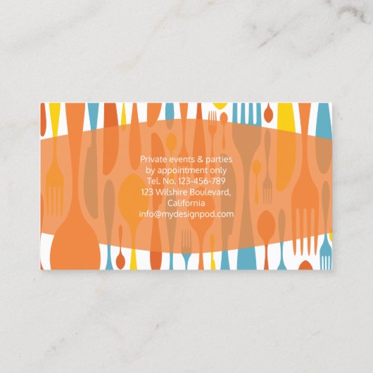 Professionele voedingsdeskundige - Chef voor perso Visitekaartje (Achterkant)