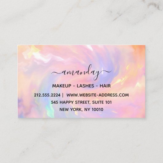 Professionele vormgeving Artiest Nails Lash Hologr Visitekaartje (Achterkant)