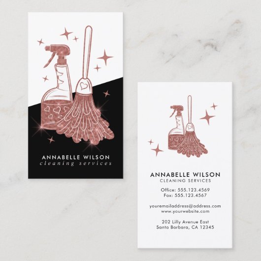 Professionele vormgeving en huisreiniging visitekaartje (Voorkant / Achterkant)