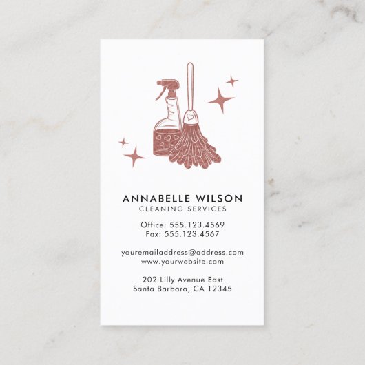 Professionele vormgeving en huisreiniging visitekaartje (Achterkant)