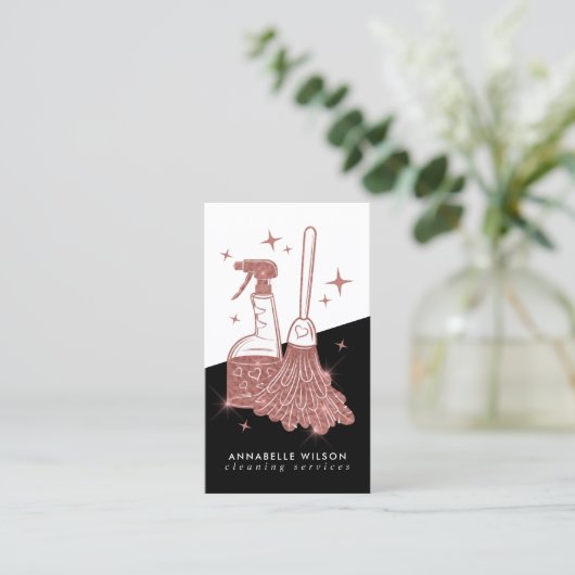 Professionele vormgeving en huisreiniging visitekaartje (Staand voorkant)