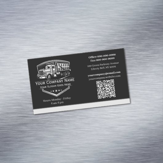 Professionele vrachtwagentransportbedrijf QR-code Magnetisch Visitekaartje (Voorbeeld)