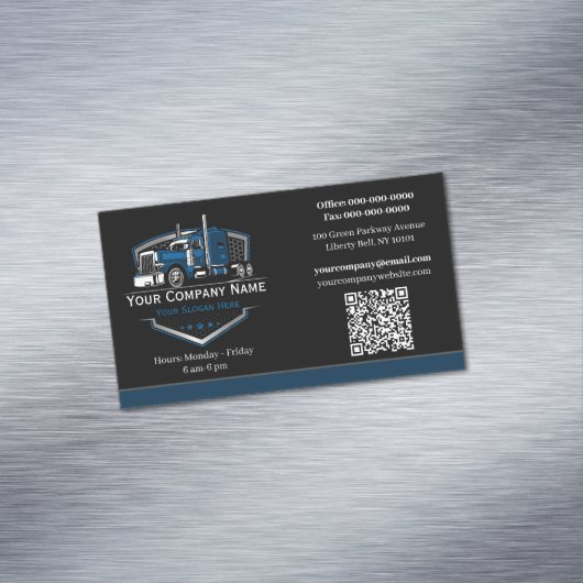 Professionele vrachtwagentransportbedrijf QR-code Magnetisch Visitekaartje (Voorbeeld)