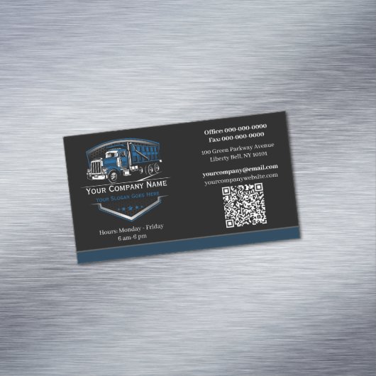 Professionele vrachtwagentransportbedrijf QR-code Magnetisch Visitekaartje (Voorbeeld)
