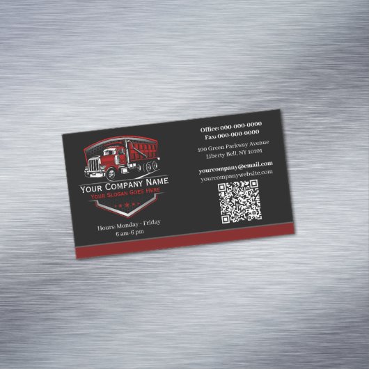Professionele vrachtwagentransportbedrijf QR-code Magnetisch Visitekaartje (Voorbeeld)