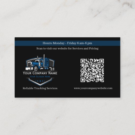 Professionele vrachtwagentransportbedrijf QR-code Visitekaartje (Achterkant)