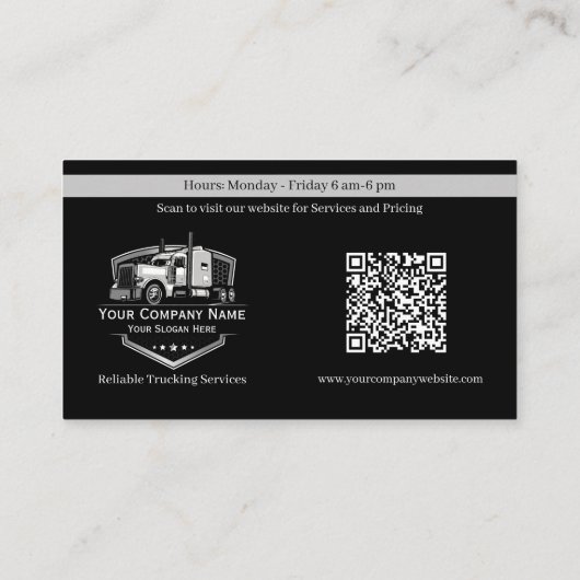 Professionele vrachtwagentransportbedrijf QR-code Visitekaartje (Achterkant)