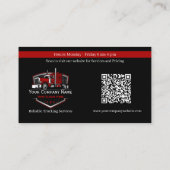 Professionele vrachtwagentransportbedrijf QR-code Visitekaartje (Achterkant)