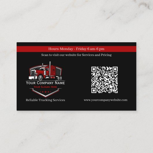 Professionele vrachtwagentransportbedrijf QR-code Visitekaartje (Achterkant)