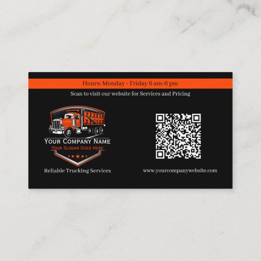 Professionele vrachtwagentransportbedrijf QR-code Visitekaartje (Achterkant)