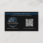 Professionele vrachtwagentransportbedrijf QR-code Visitekaartje (Achterkant)
