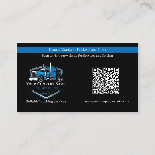 Professionele vrachtwagentransportbedrijf QR-code Visitekaartje (Achterkant)