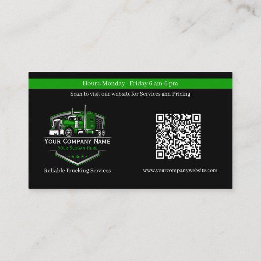Professionele vrachtwagentransportbedrijf QR-code Visitekaartje (Achterkant)