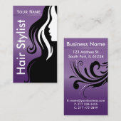 Professionele vrouw Salon Hair Stylist | Paars Visitekaartje (Voorkant / Achterkant)