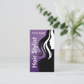 Professionele vrouw Salon Hair Stylist | Paars Visitekaartje (Staand voorkant)