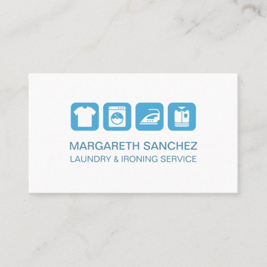 Professionele was- en strijkservice Lichtblauw Visitekaartje (Voorkant)