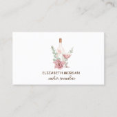 Professionele Waterverf wijnglas, flesje, bloemetj Visitekaartje (Voorkant)