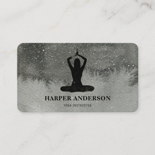 Professionele Waterverf zwarte yogaleraar Visitekaartje (Voorkant)