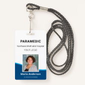 Professionele werknemer blauw en wit ID-badge Badge (Voorkant met draagriem)