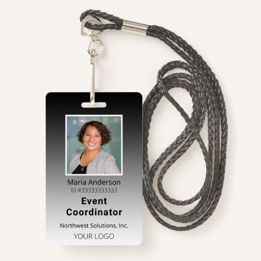 Professionele werknemer Gradient Black ID-badge Badge (Voorkant met draagriem)
