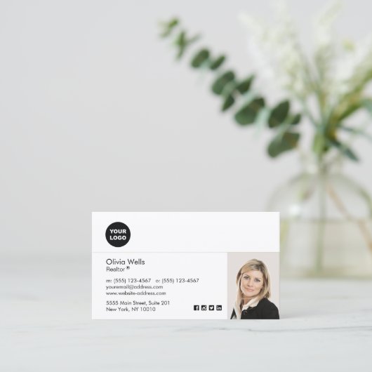 Professionele werknemer White Photo Business Ca Visitekaartje (Staand voorkant)