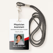 Professionele werknemer zwart en rood ID-badge Badge (Voorkant met draagriem)