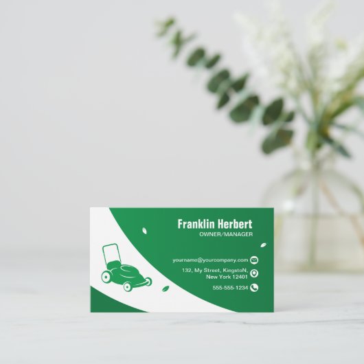 Professionele White Green Lawn Care & Landscaping  Visitekaartje (Staand voorkant)