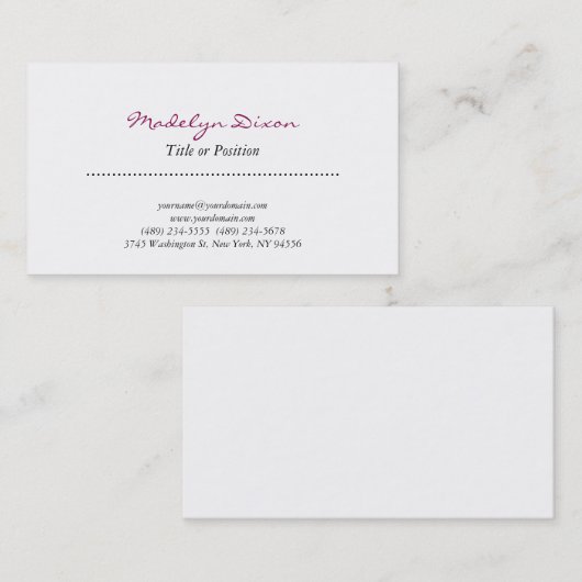 Professionele White Manager Consultant Chief Visitekaartje (Voorkant / Achterkant)