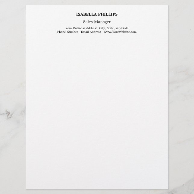 Professionele White Minimalist Plain Creatief Briefhoofd (Voorkant)