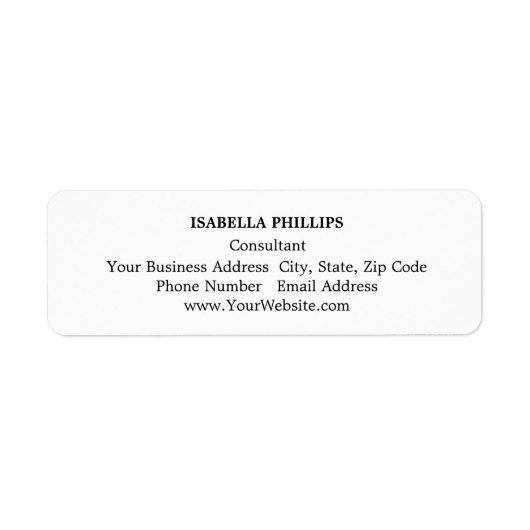 Professionele White Minimalist Plain Creatief Etiket (Voorkant)