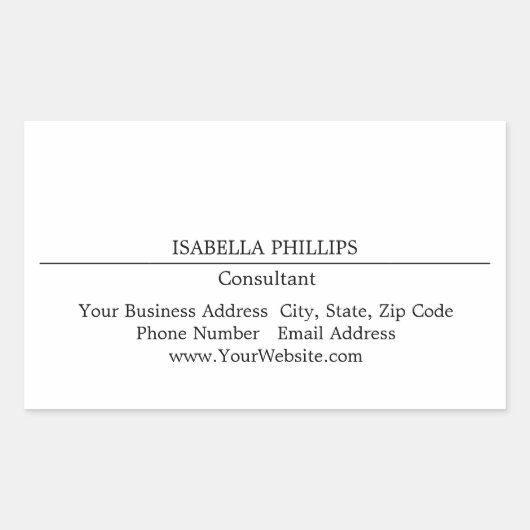 Professionele White Minimalist Plain Creatief Rechthoekige Sticker (Voorkant)